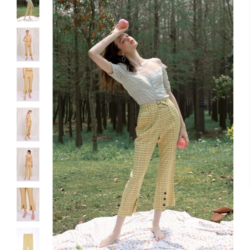 Petite Studio Kayla Pants Yellow Gingham